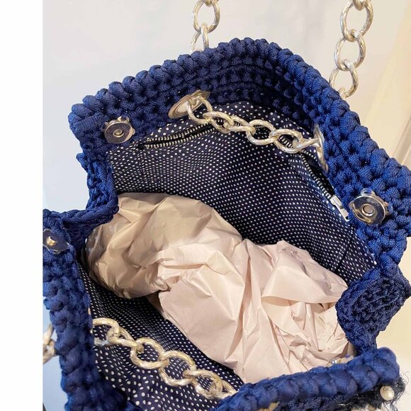 Navy Blue Crochet shoulder bag - Picture 7 of 10